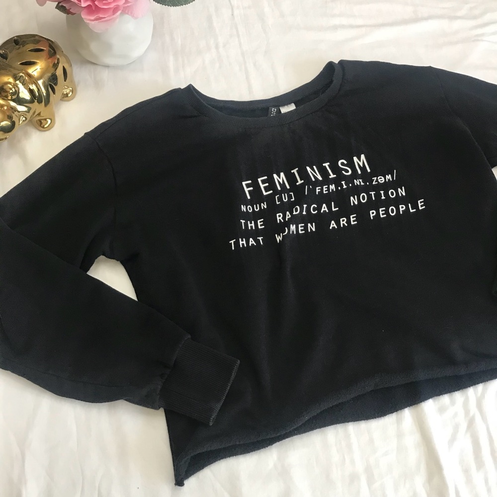 Feminism cropped crewneck sweater
